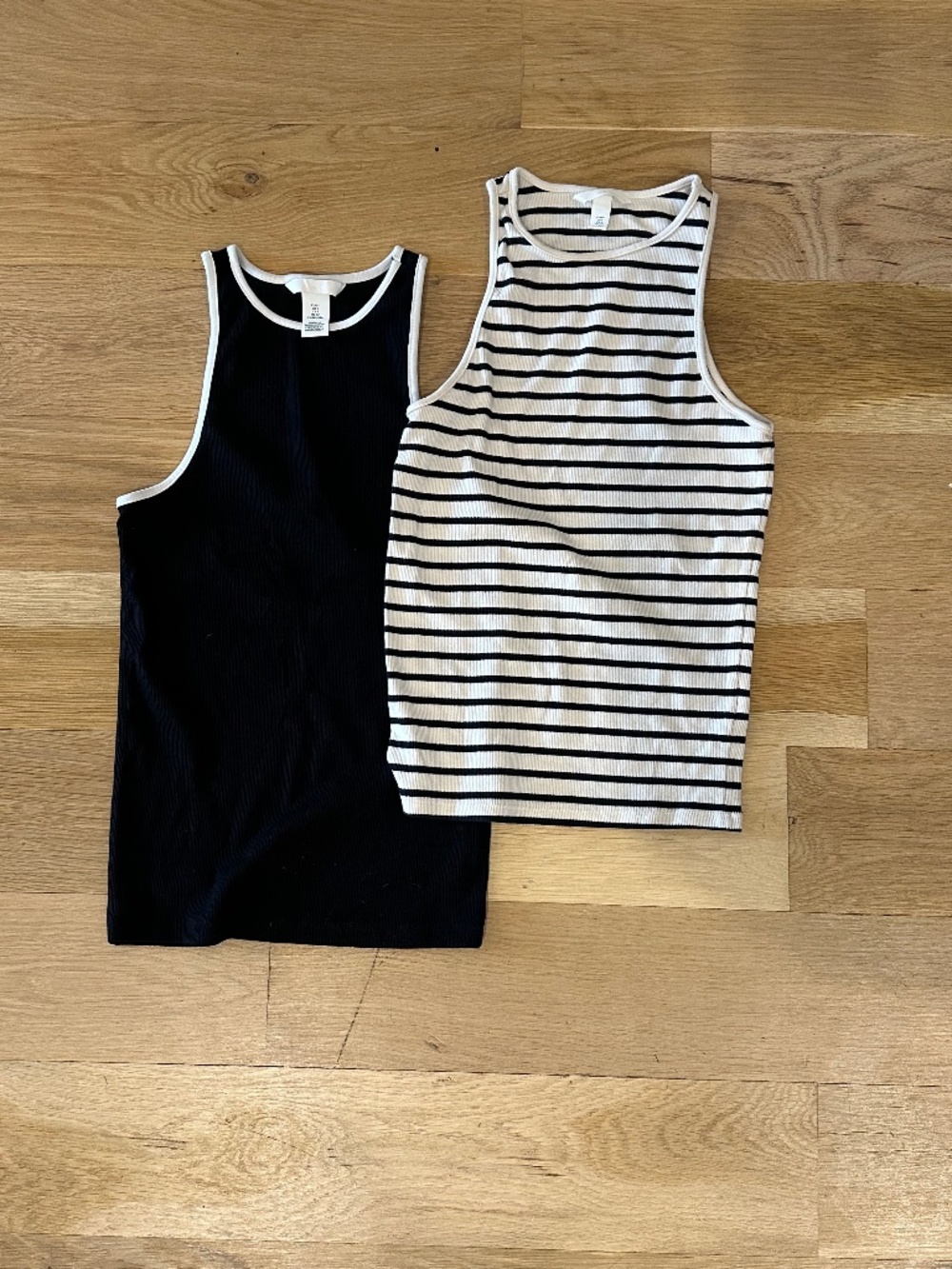 H&M Racerback Tank Top Size S Black & Ivory/Black Stripes